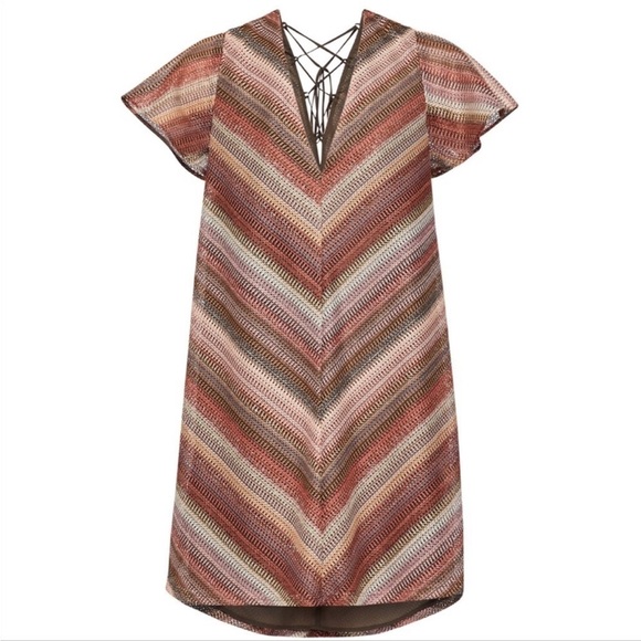 BCBGENERATION Mesh Lace Up Back Flutter Sleeve SM Relaxed Fit Girly Mini Dress - Picture 5 of 16